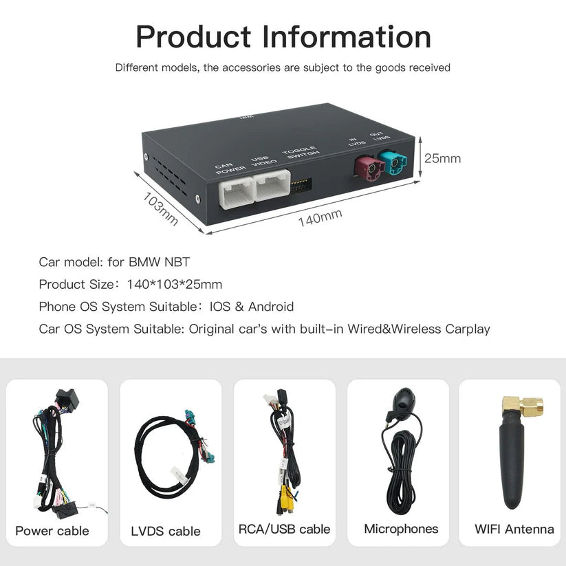 BMW MMI Box NBT/CIC – Wireless CarPlay & Android Auto (F20 F30 F31 F32 F10 F15 F01)