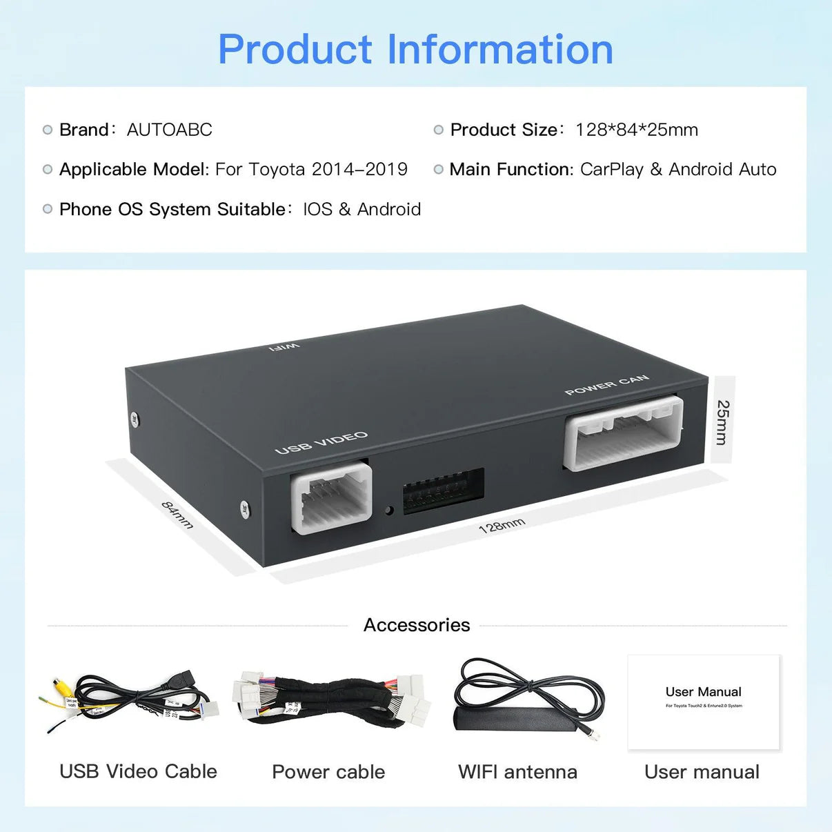 Wireless Carplay Android Auto interface for Toyota Touch2 & Entune2.0