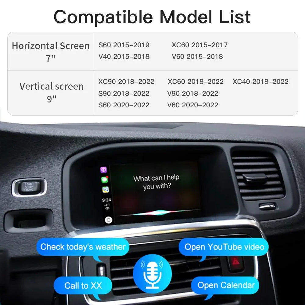 Wireless CarPlay Android Auto interface For Volvo