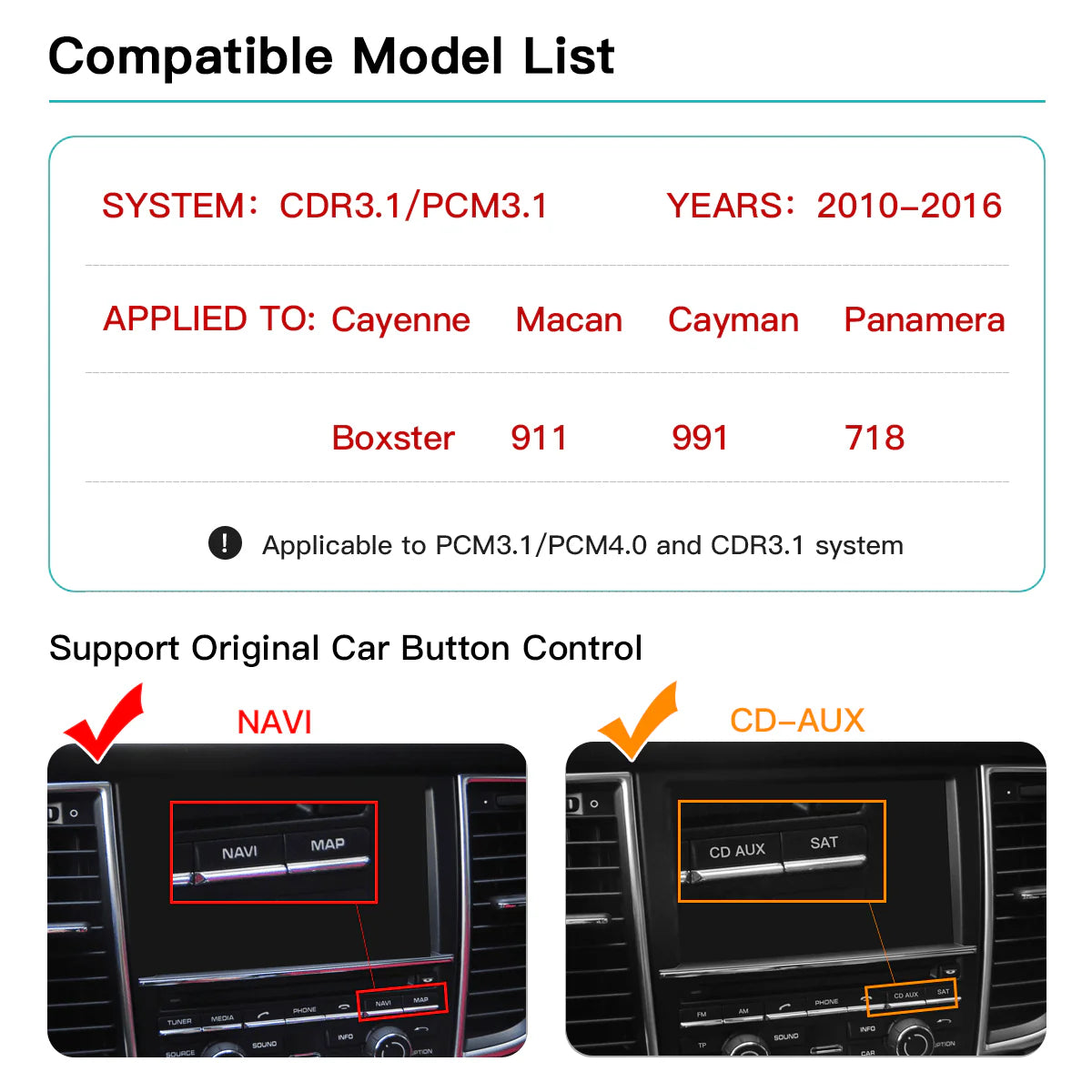 Wireless Carplay Android Auto Kits for Porsche PCM3.1/3.0/4.0