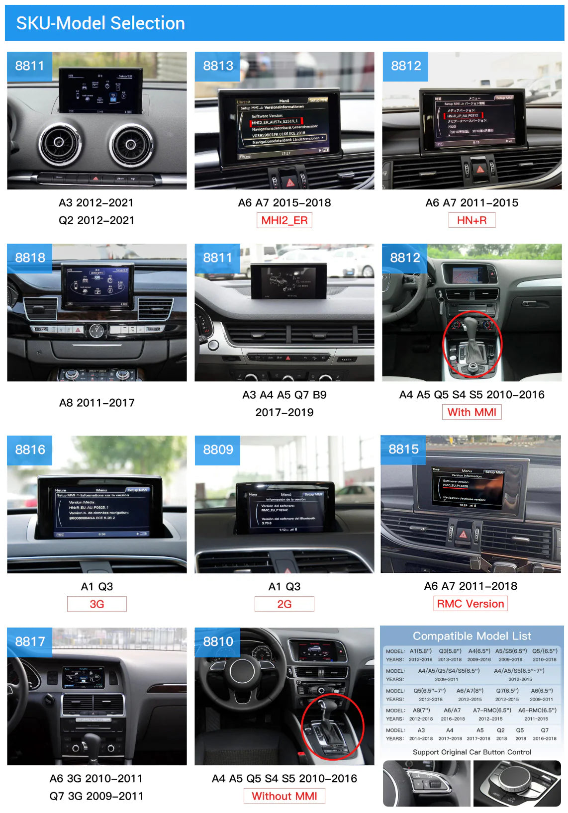 Wireless Carplay Android Auto Retrofit Kit interface for Audi