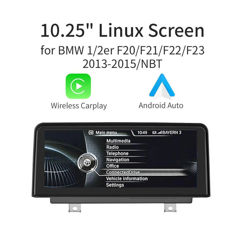 10.25'' Linux screen for BMW 1/2er F20 F21 2011-2016 NBT CarPlay Android Auto