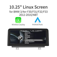 BMW F30 F31 F32 F33 F34 F36 NBT 10.25” Wireless CarPlay Android Auto Screen