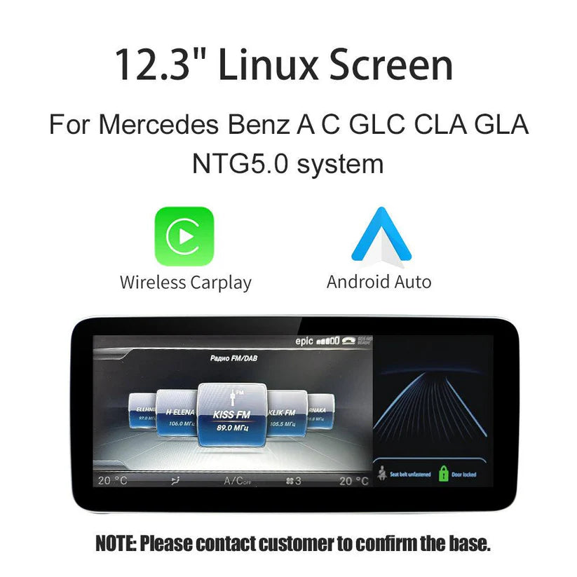 12.3“ Linux screen for Mercedes Benz NTG4.0/4.5/5.0 Wireless CarPlay Android Auto