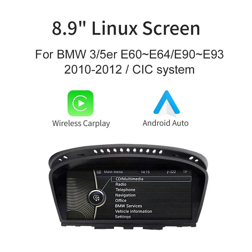 8.9'' Linux screen for BMW 3/5er E60~E93 CIC Wireless CarPlay Android Auto