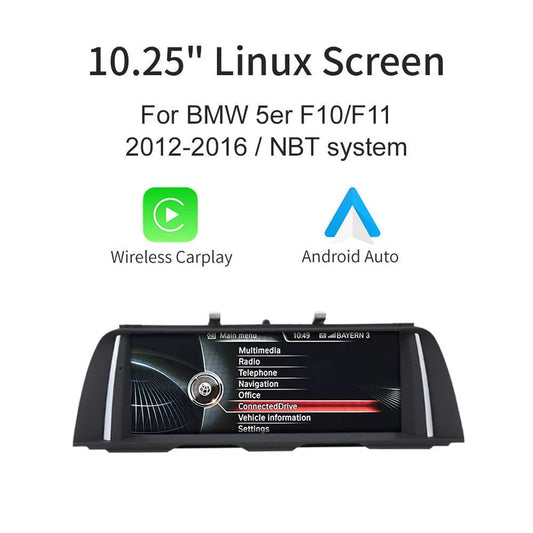 10.25" Linux Screen for BMW 5er F10 F11 NBT/CIC Wirless Carplay Android Auto